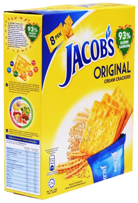 Malaysia Cream Cracker Hi-Fibre and Low Calorie Jacob's Biscuit for Healthier Choice Ready