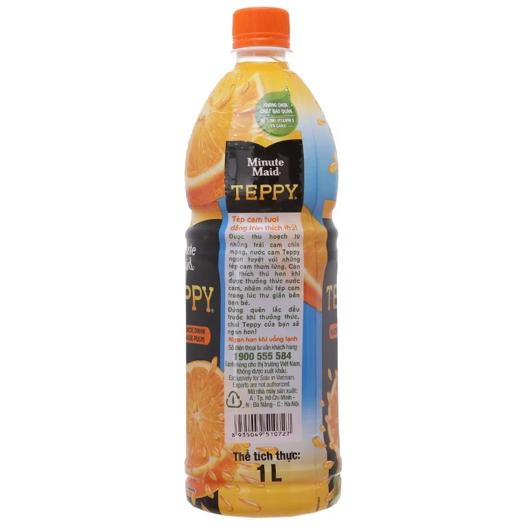 TEPPY ORANGE JUICE DRINK WITH ORANGE PULPS BOTTLE 1L/TEPPY JUICE/TEPPY WHOLESALE
