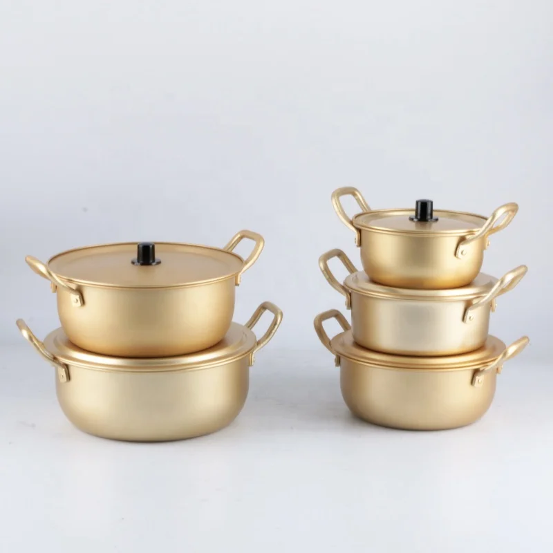Gold Color Aluminum14/16/18/20/22cm Kitchen Noodle Soup Pot Mini Cookware Cooking Pot For Restaurant Home