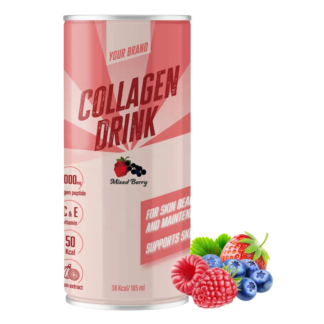 Private Label OEM Food Supplement Functional Beverage Tin Can Collagen Drink for Skin Beauty and Wound Recovery