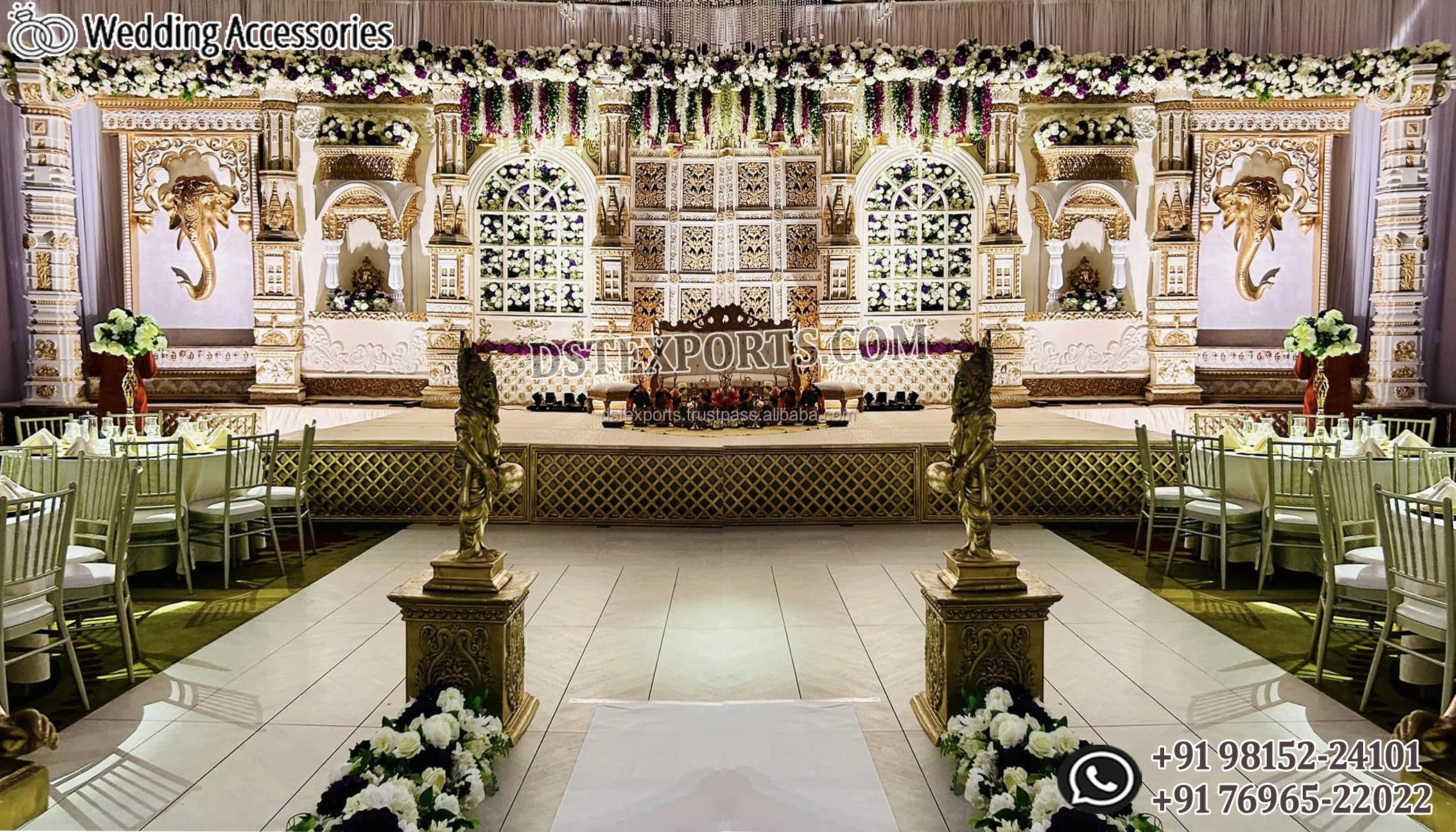 Royal Elephant Theme Wedding Ceremony Stage Elegant  Elephant Frame Stage For Indian Weddings Grand Tamil Wedding Hall Stage