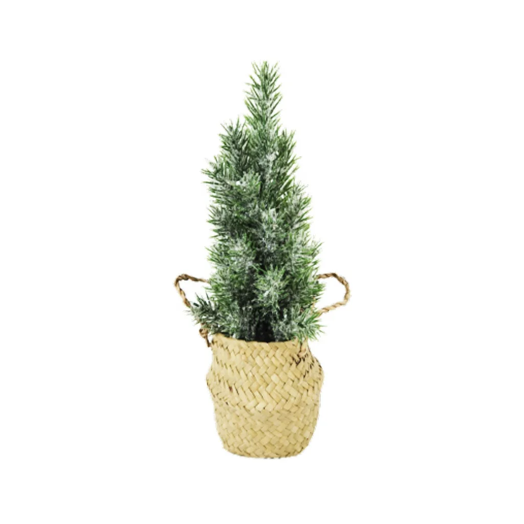  Горячая Распродажа сделанная на заказ настольная зеленая искусственная Мини Рождественская сосна для дома тяжелый снег украшение в виде корзины из морских водорослей