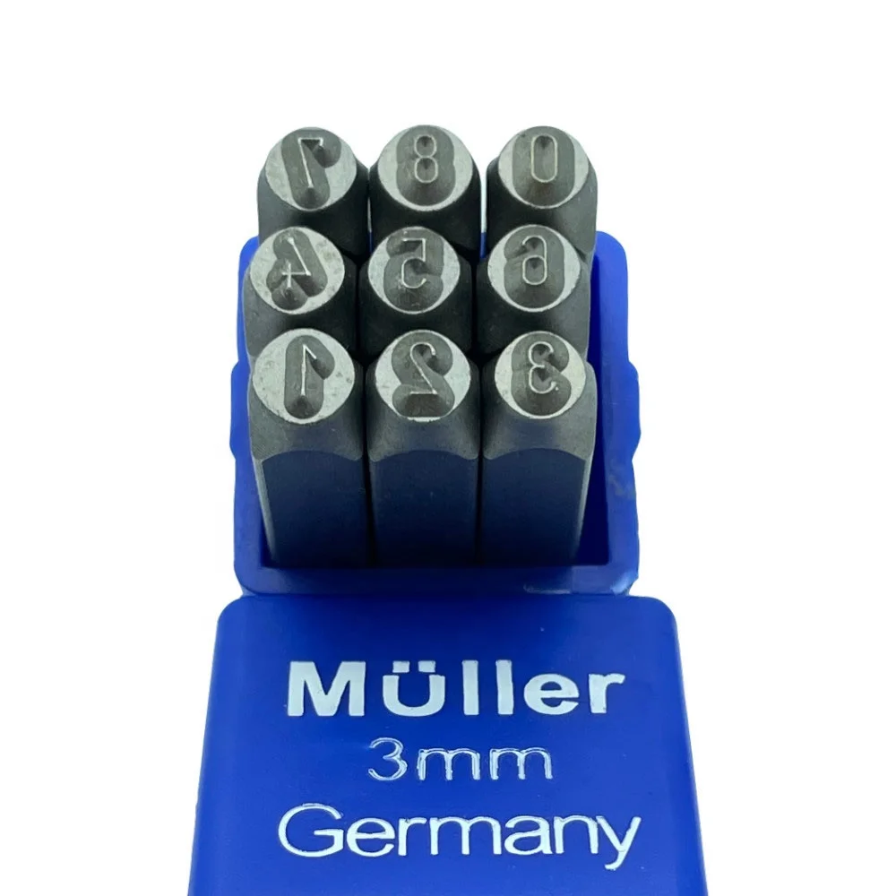 Industrial grade hardened steel  3mm German number punch set for imprinting metal