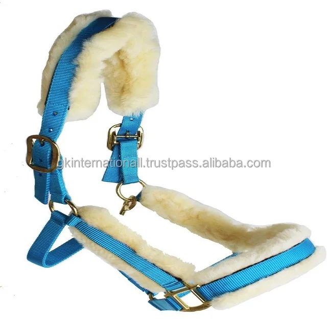 Best Selling Wholesale Manufacture horse equestrian products Light weight Mink Fleece padding nylon horse halter brass fitting