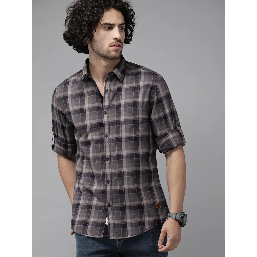 Лидер продаж мужская повседневная фланелевая рубашка большого размера 100% хлопковая клетчатая с воротником-стойкой на пуговицах индивидуальным логотипом и вышивкой