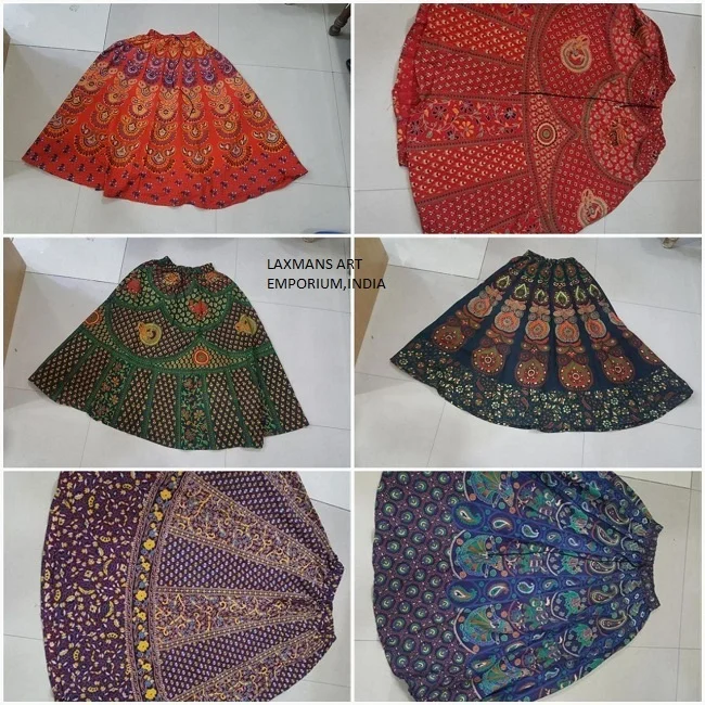 Новые длинные женские юбки в стиле джайпура с принтом мандалы из Индии оптовая продажа