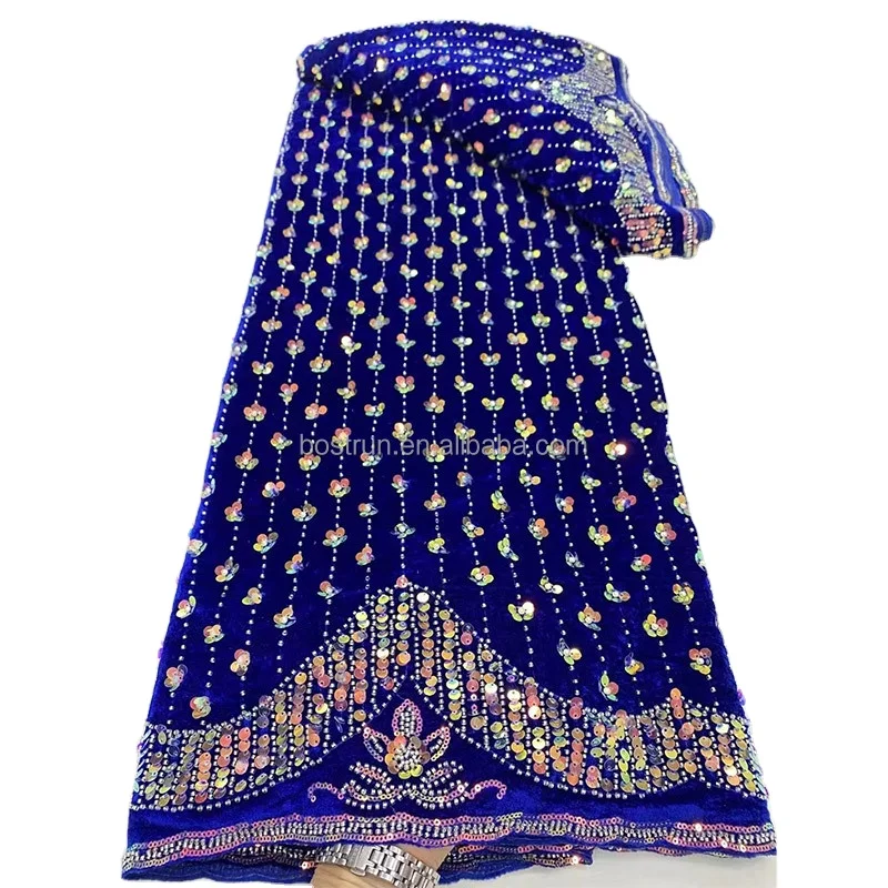 DP243   Sequence African Lace Fabric 5 Yards High Quality French Net Sequin Embroidery Nigerian Wedding Asoebi Lace Material