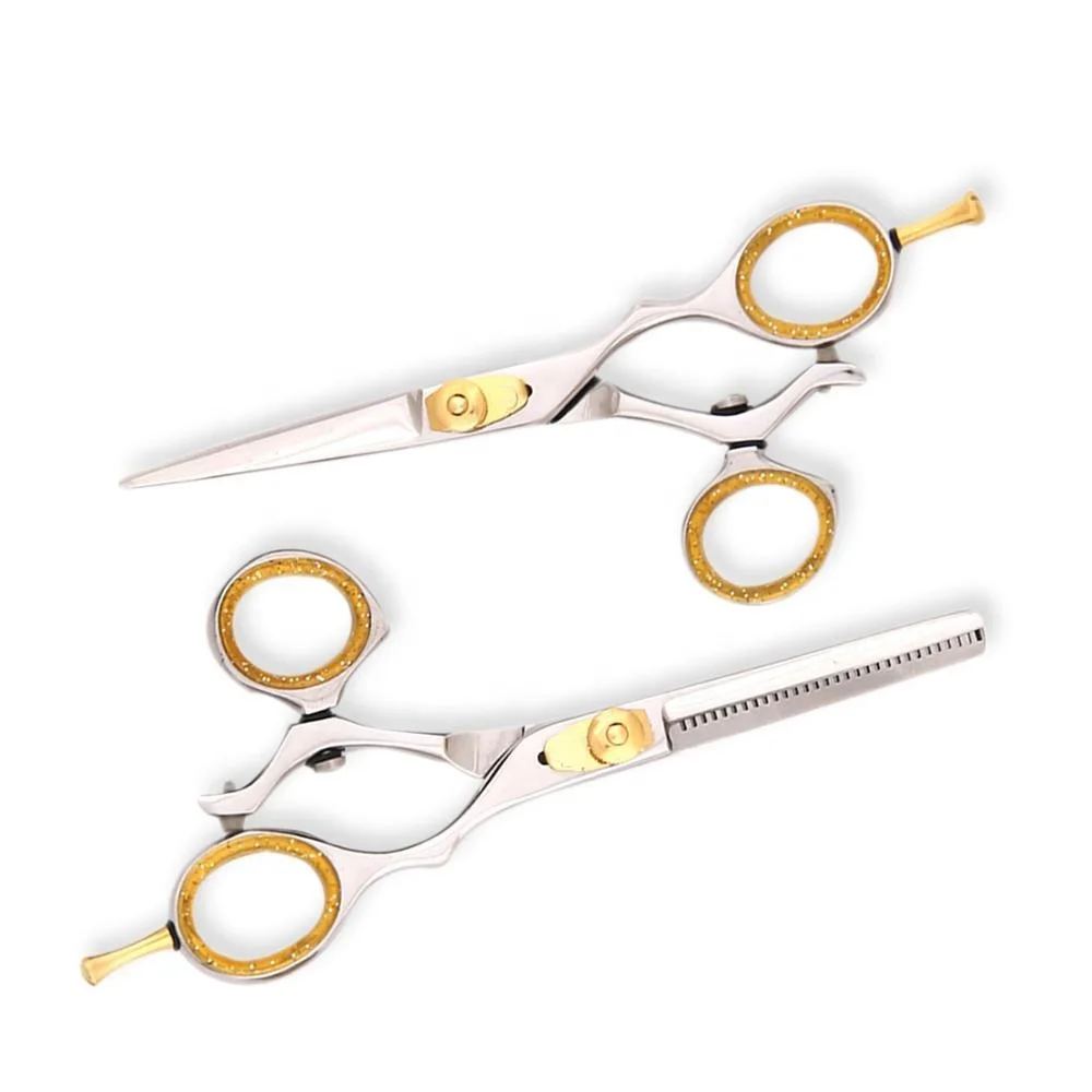 Straight Salon Scissors Double Swivel Thumb Hairdressing Shears Scissors Rotating Thumb Ring Durable Steel Blade