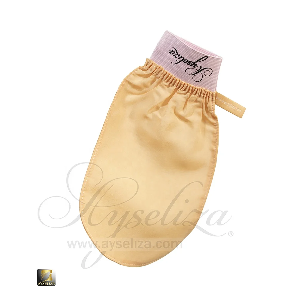 Ayseliza Pink Silk Turkish Exfoliating Mitt Eco Certified Bath Scrubber Body Scrubber Glove to Remove Dead Skin Fake Tan Acnes