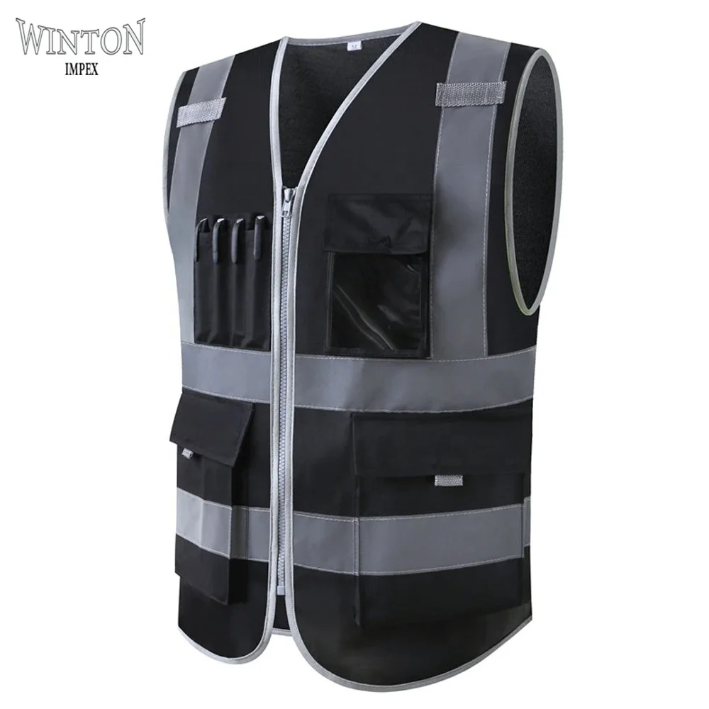 2021 OEM Custom Wholesale High Visibility Safety reflective Vest Black Cheap Reflective Vest Running Vest