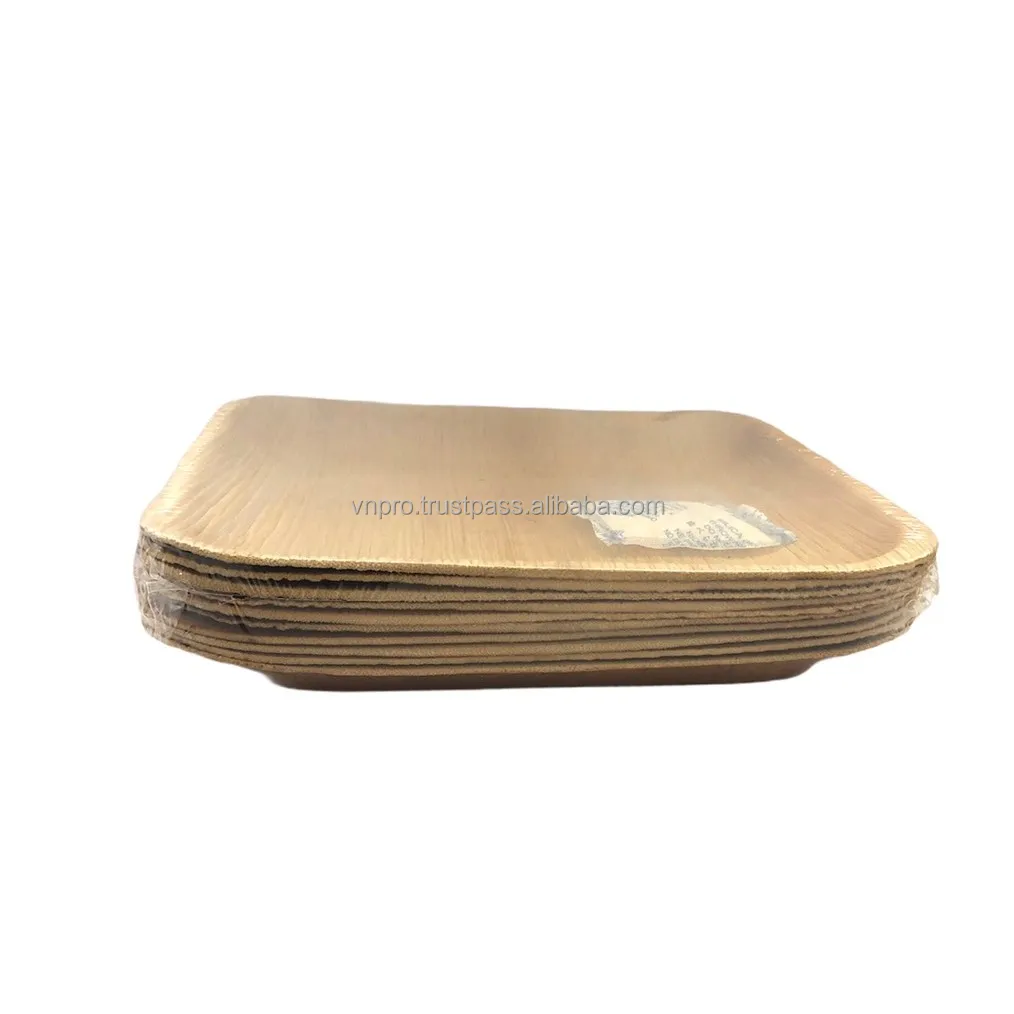 Bent Serving Tray Bamboo Areca Palm Leaf Plates Disposable Areca Leaf Plates Vietnam Compartment Tray