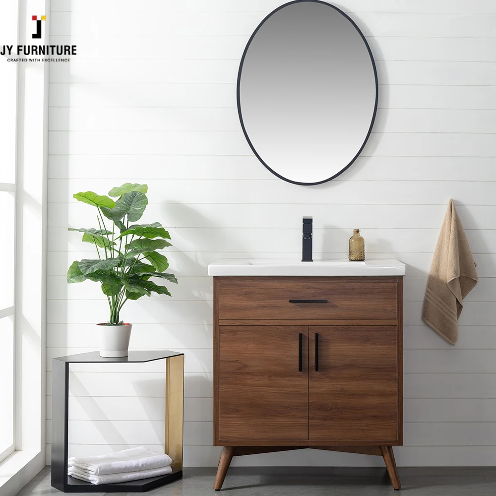 JY Vietnamese Supplier New Modern RTA Plywood Bathroom Vanity European Design Style Solid Wood Cabinet with Mirror Accessory