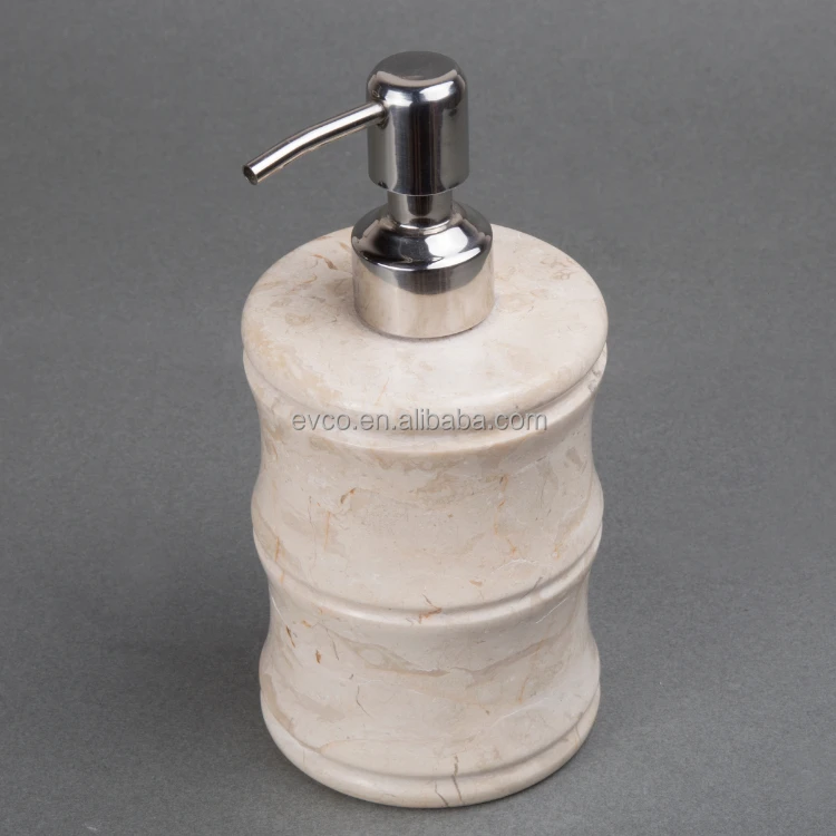 Panda Collection Natural Champagne Marble Lotion Dispenser with Stainless Steel Air Pump