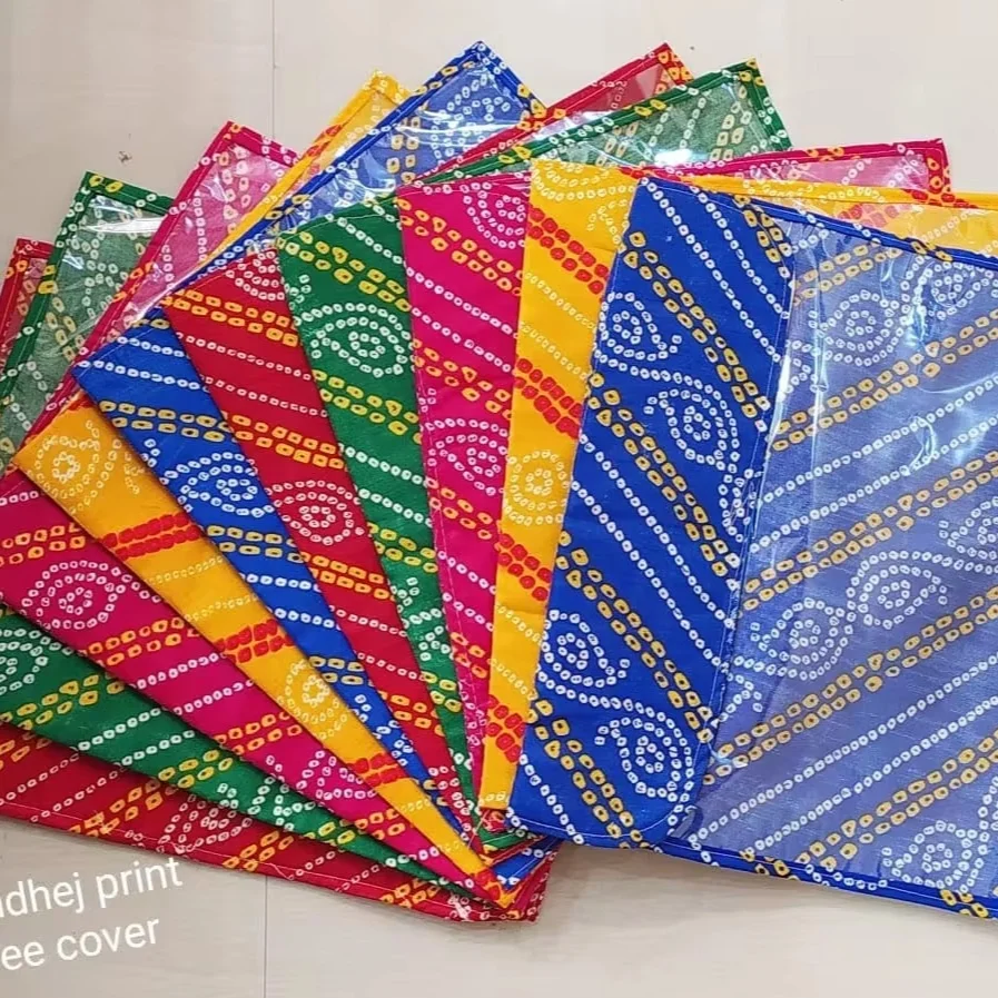 Indian Saree Printed  Bandhani Saree Cover Indian Handicrafts Silk Saree Covers