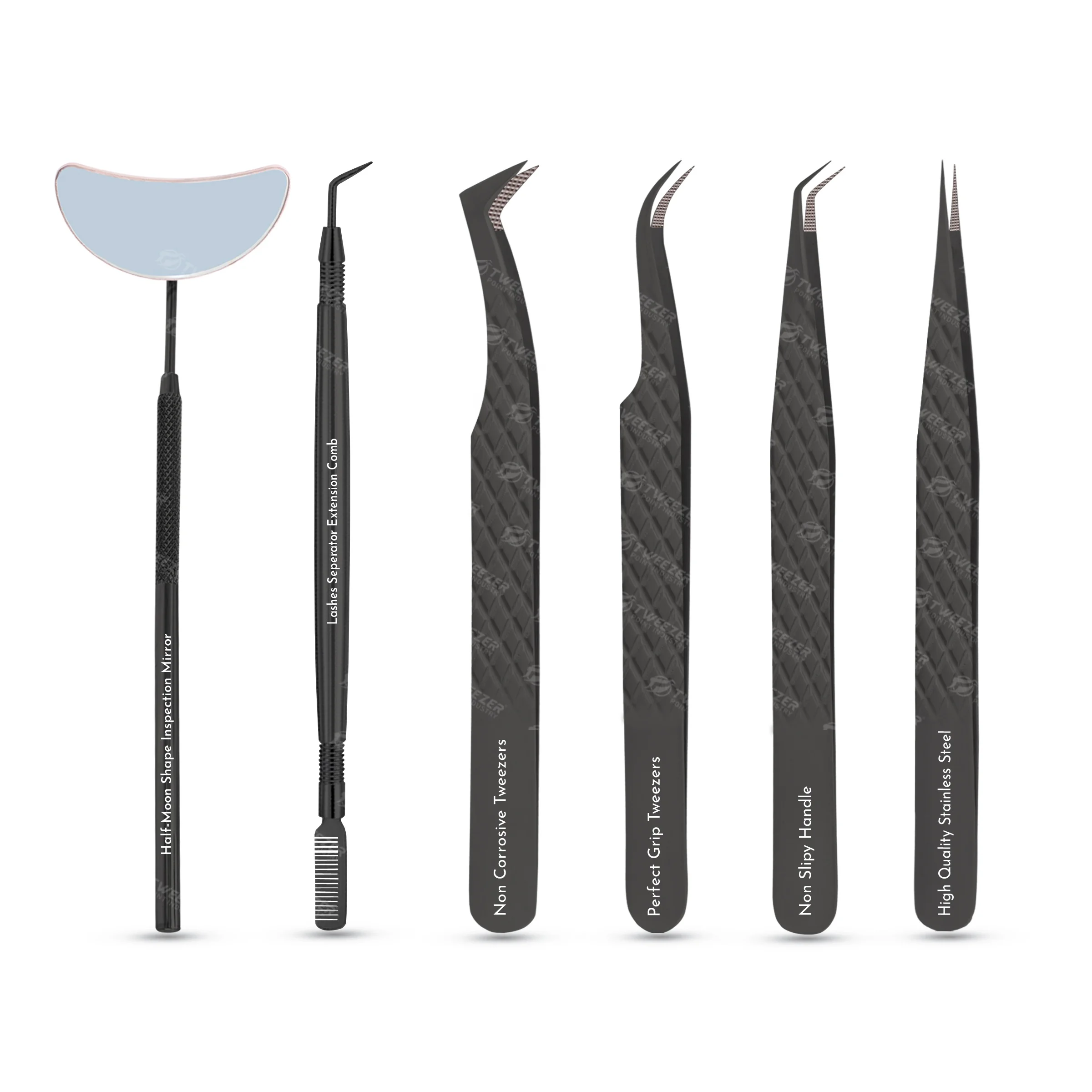 Eyelash Extension Tweezers With Mirror Japanese Stainless Steel Anti Static Eyelash Tweezers With Private Label