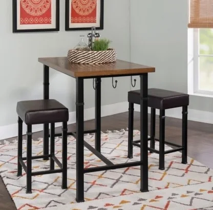 Hot Sale High Quality Modern Luxury Restaurant Furniture Industrial Wooden Iron Dining Table & 2 Stool Chair For Restaurant Set