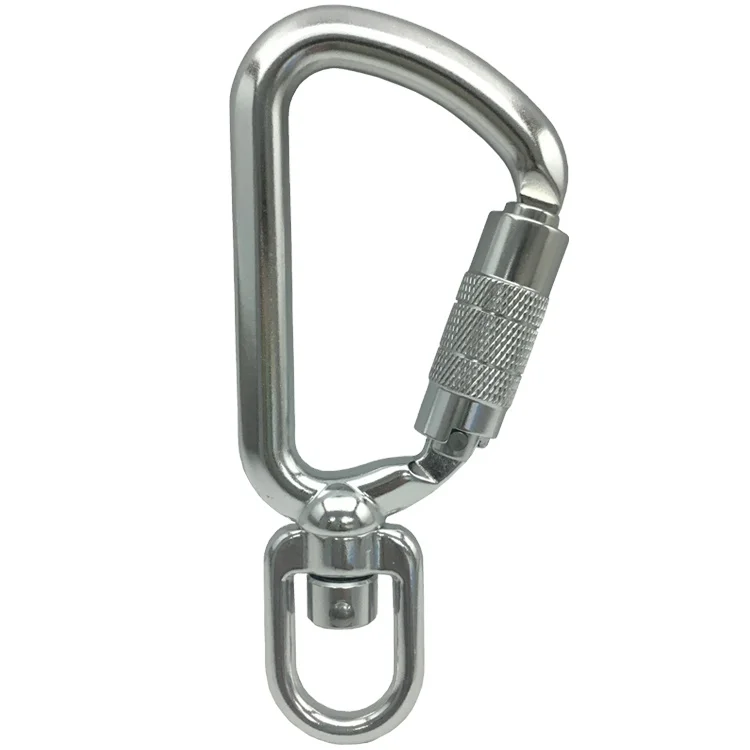 Custom made high quality swivel hook with triple action locking for hammock sand bag backpack aluminum alloy tool lanyard