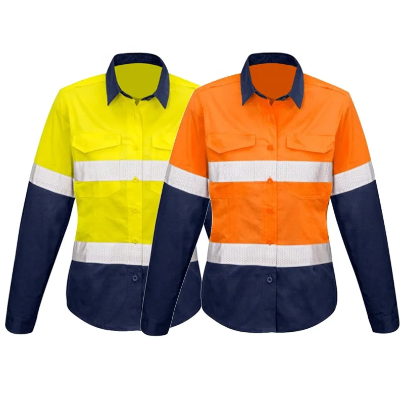 Australian Standard Women Spliced Shirt Rugged Cooling Taped Hi Vis Workwear