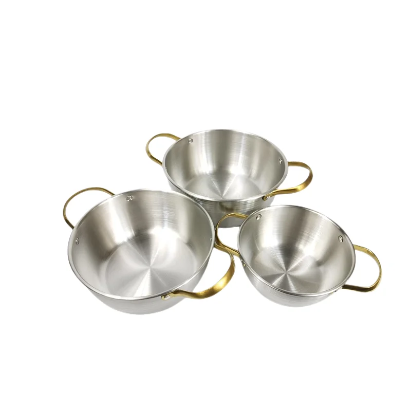 High quality Korean thickened stainless steel double gold ear ramen pot mini hot pot  stainless steel instant noodle pot