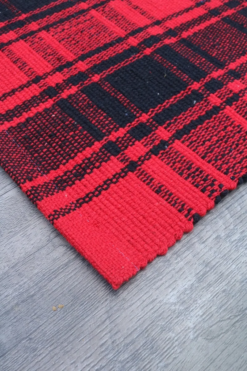 Plaid Cotton Rugs For Living Room Bedroom Side Table Carpet Short Hair Carpets From India