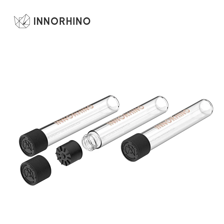 Child Resistant Pre Rolls Custom Thread Flat Bottom Glass Vial Tube bottle With Screw Lid