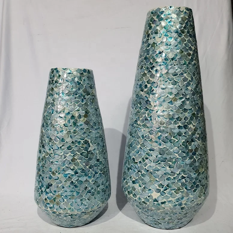 Wholesaler Manufacture Handcrafted nice big MOP shell vase big vase for home decor  made in Vietnam