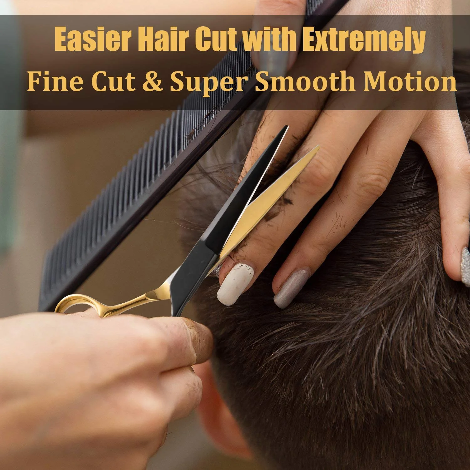 Красивый новейший дизайн профессиональных парикмахерских ножниц и черного золотого цвета.