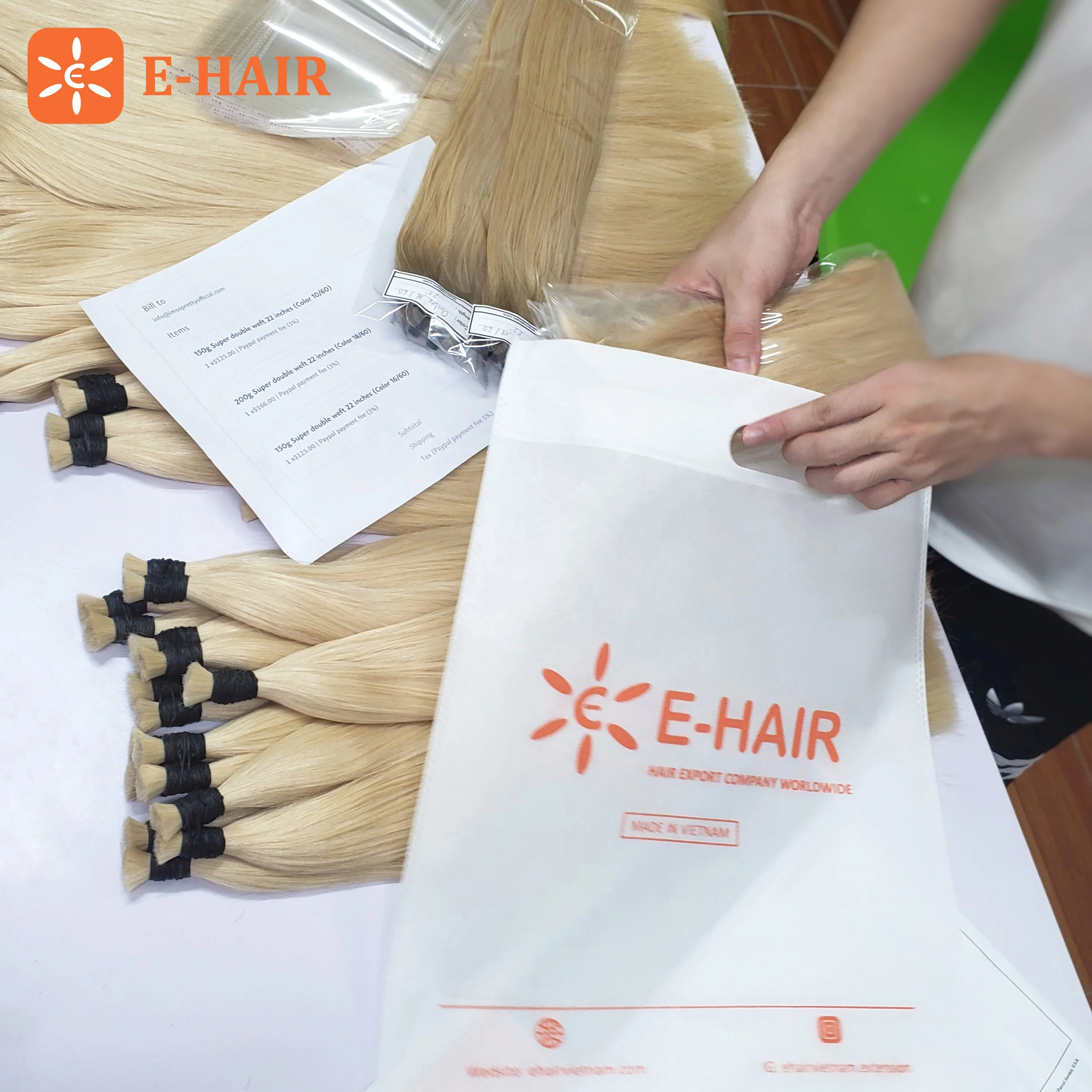 E-HAIR Вьетнам по оптовой цене волнистые объемные волосы изготовлено из высококачественного вьетнамский человеческие качества