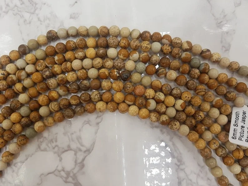 Factory Price Natural Picture jasper Stone Round 8mm Beads Line For Making Jewellery (48 Beads line)