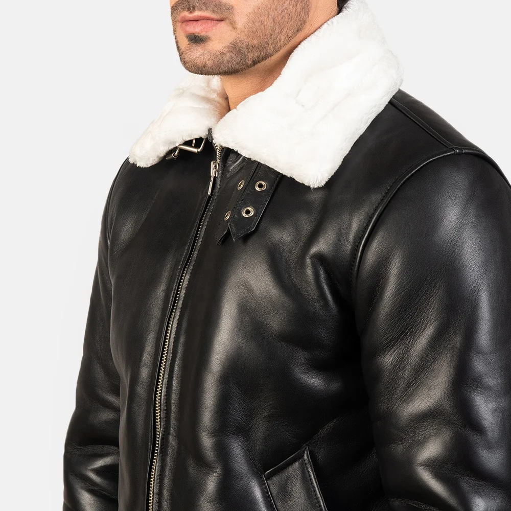 Men Real Leather Jackets Fashion Wear Black Pullover Warm Cowhide Leather Fancy Jacket Men Jacket