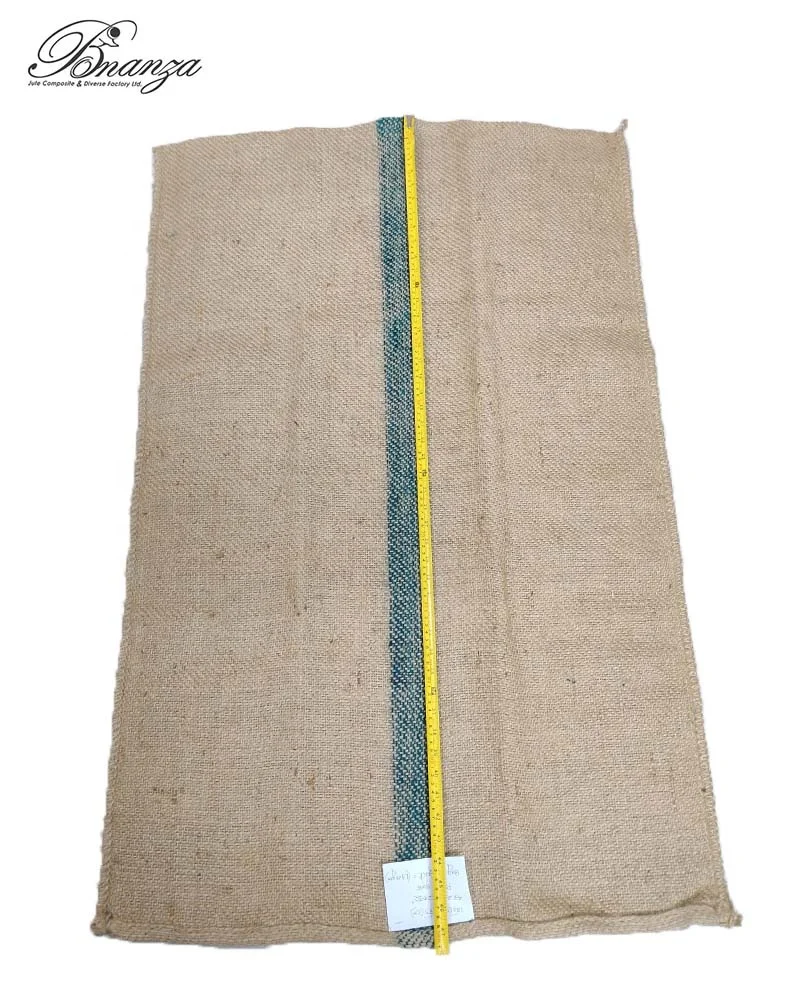 EXPORT QUALITY LIGHT CEES JUTE BAG 75CM 120CM WEIGHT 1100GRAMS 2 INCH GREEN LINE ON BOTH SIDES FOR 80-100 GRAIN