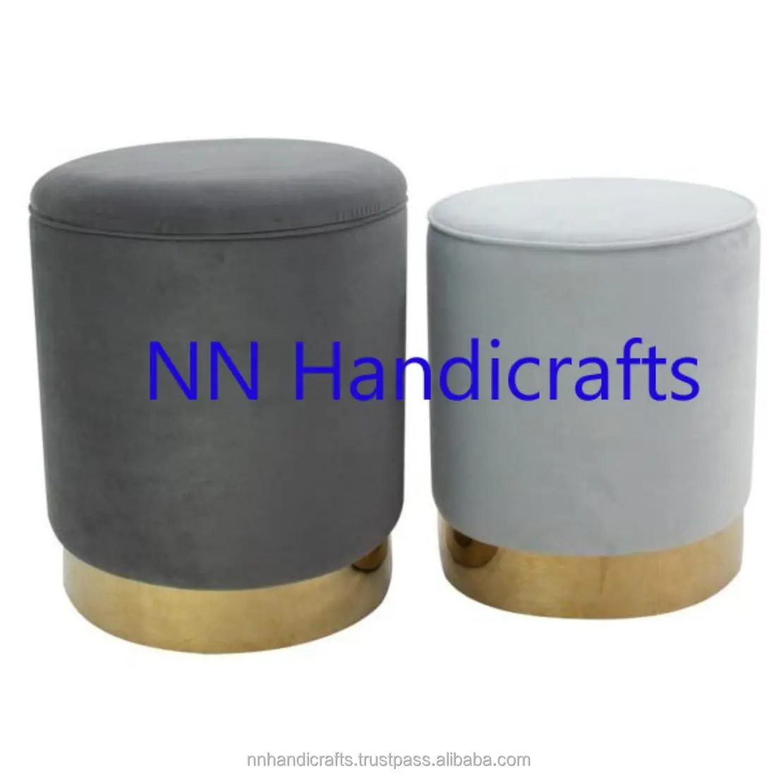 Southwestern Steel Iron Metal Brown Powder Coated Round With White Fabric Seat Bench Bar Ottoman Restaurant For Exterior Bedroom