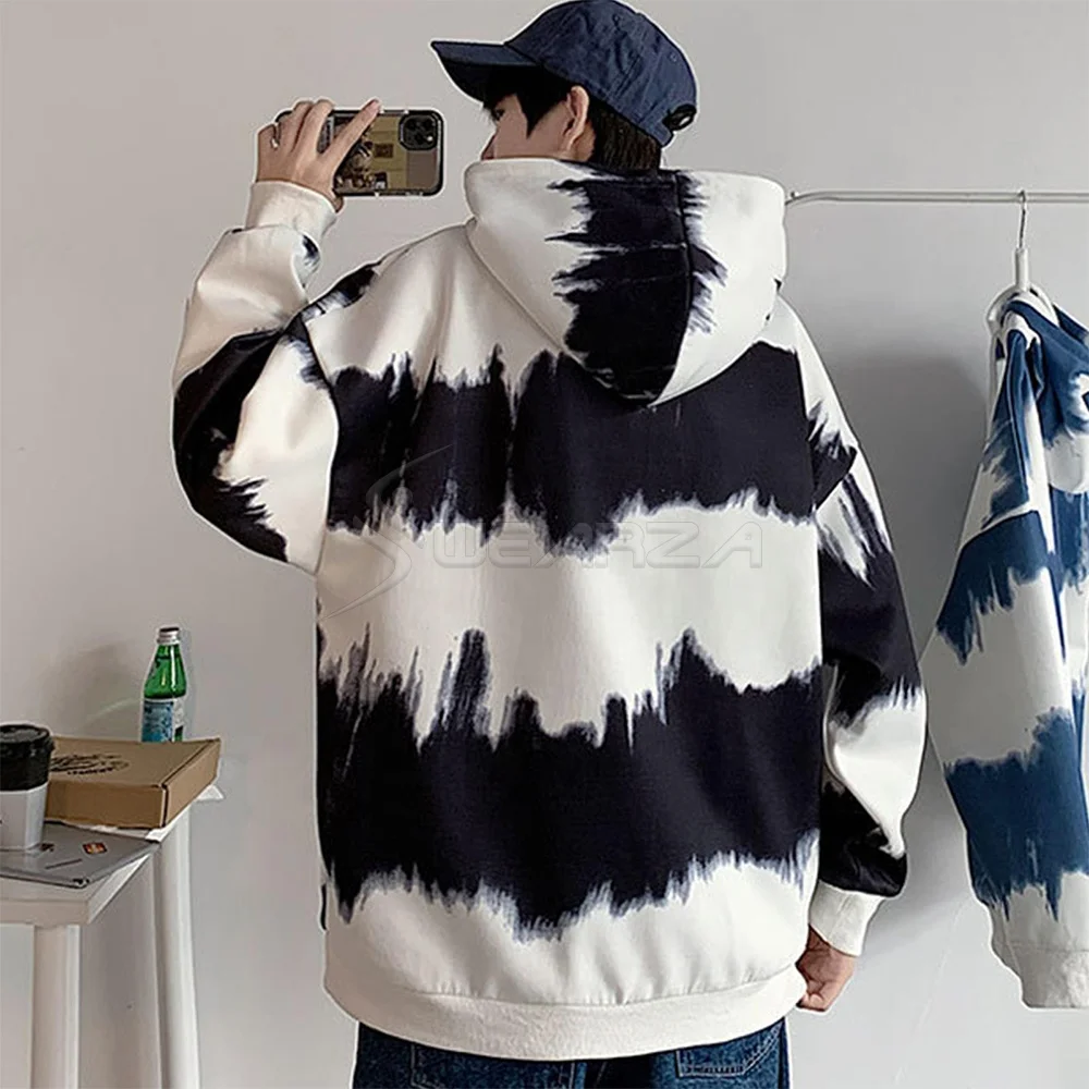 2024 NEW ARRIVAL Men Wholesale Tie Dye French Terry Casual Hoodies Vintage Washed Terry Hoodie Acid wash Heavyweight Cotton