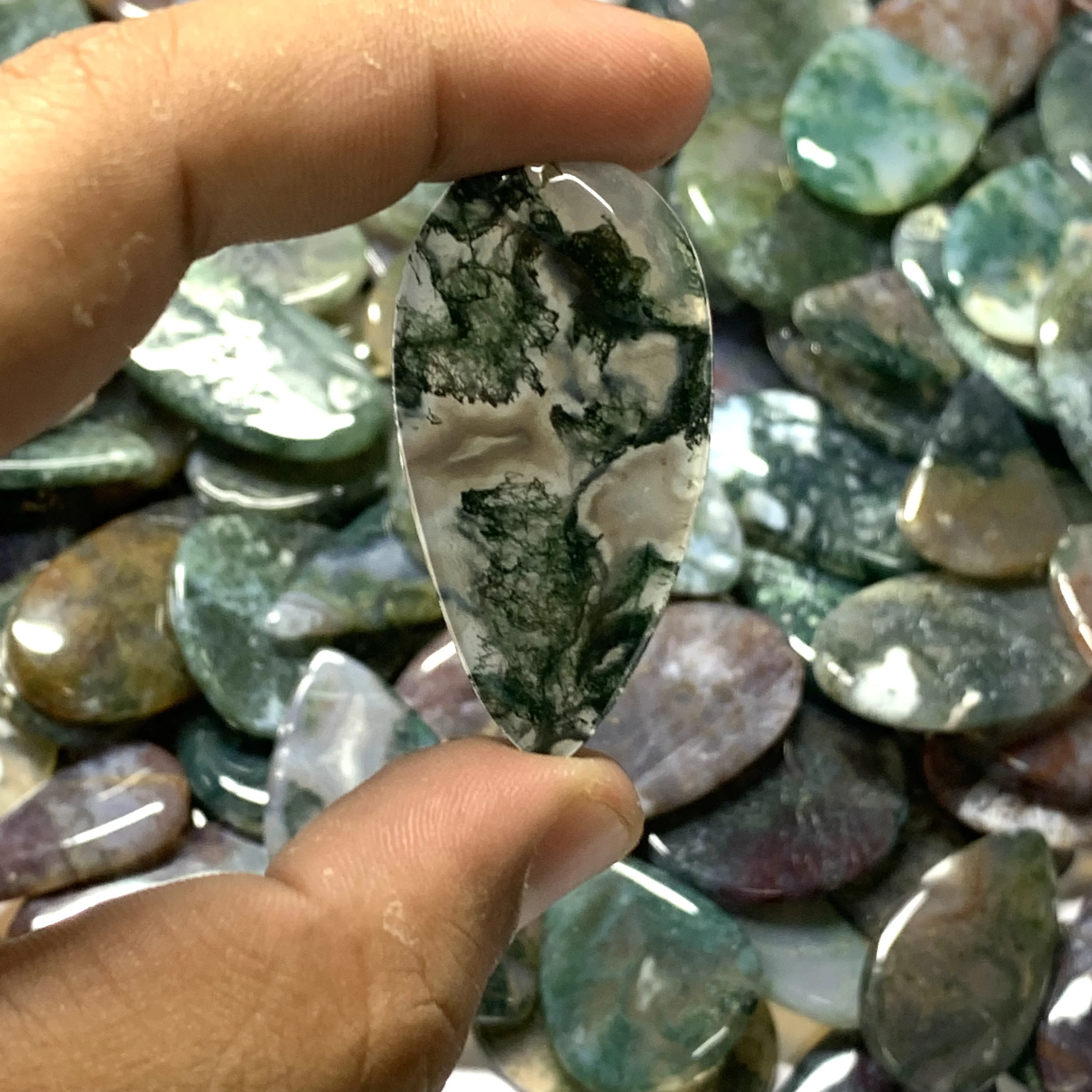 Tree Stone Natural Loose Gemstone Cabochon Moss Agate