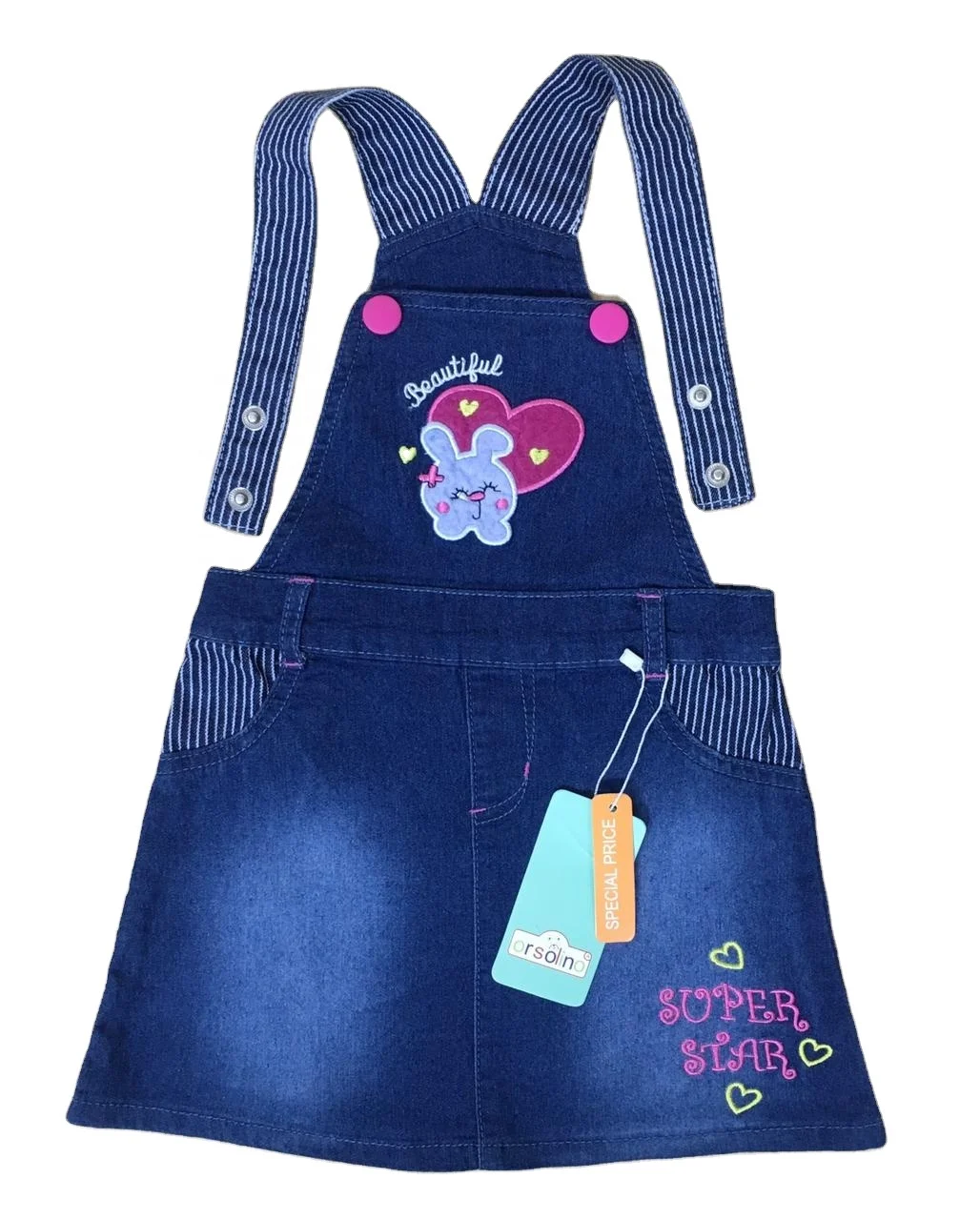 Girls Overall Skirts.100% Coton Pebric Girls Overall Skirt .