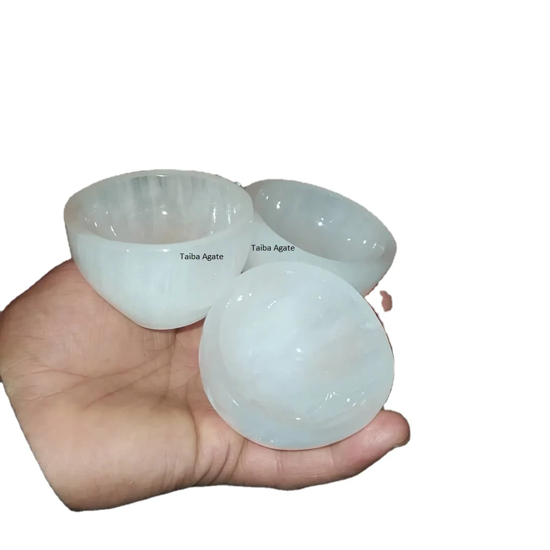 WHOLESALE NATURAL SELENITE  BOWL/CRYSTAL BOWL IN CRYSTAL CRAFTS :AGATE BOWL:SELENITE:SEMI-PRECIOUS STONE CRAFTS:GEMSTONE:HEALING