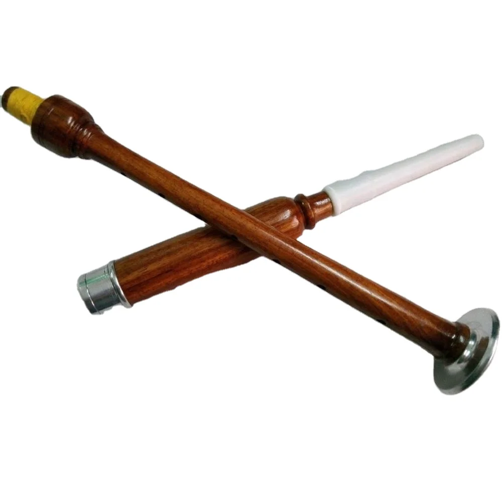 HIGHLAND BAGPIPE PRACTICE CHANTER ROSE WOOD NATURAL SILVER AMOUNT  CHANTER PIPE BAND UNIFORM WOOD PLASTIC REED CHANTER