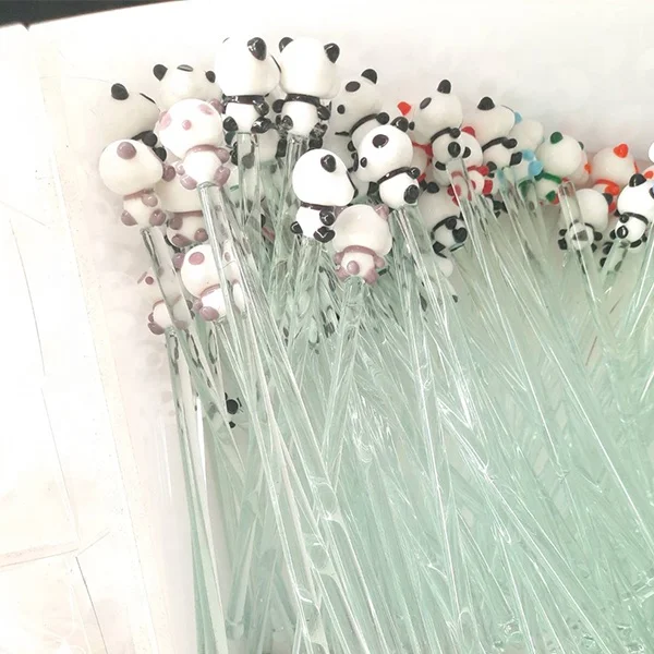 Handmade Colored Animal Glass Stir Sticks