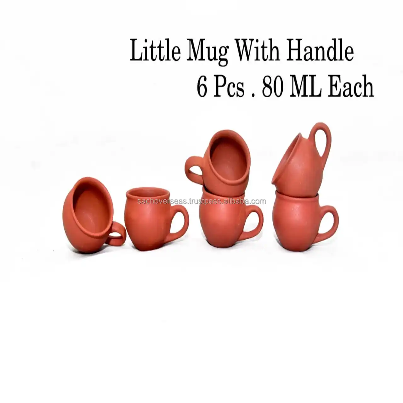 
EcoFriendly Natural Clay Terracotta Hand-painted Tea Set with Cups, Plates, Milk Pot, Sugar Pot & Teapot with Lid Cover 