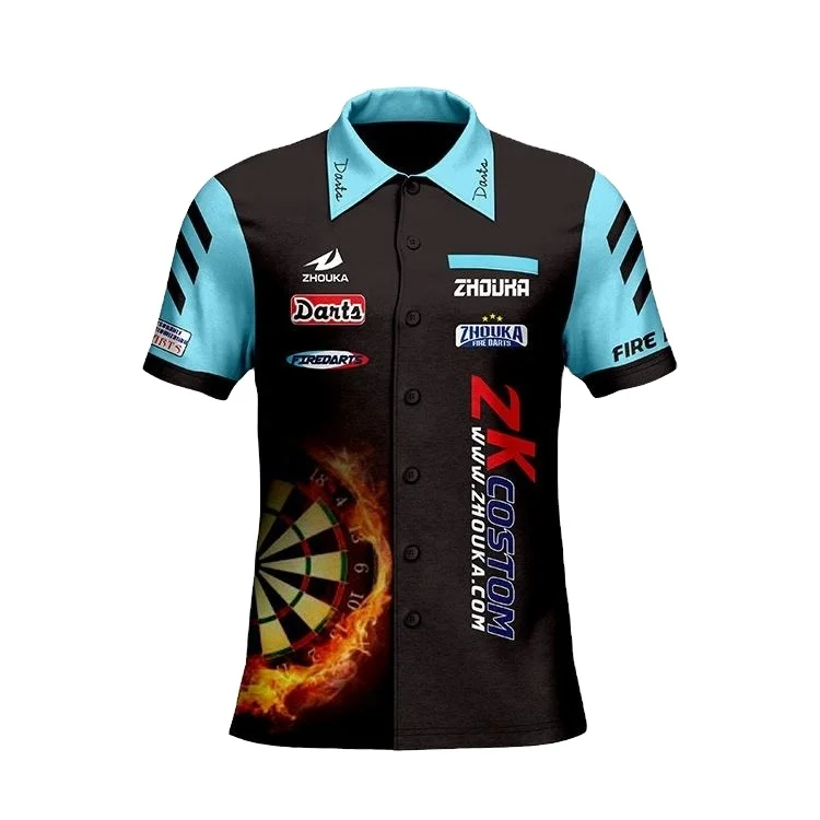 wholesale breathable Best Quality sublimation print men jersey custom design dart shirts with pocket for mens