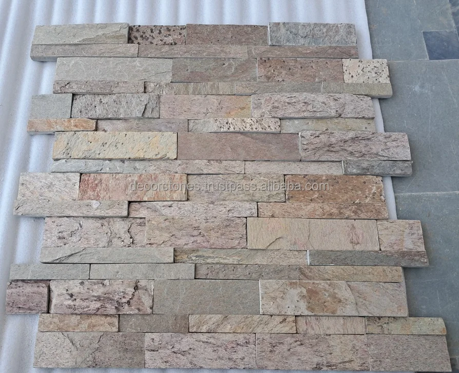 Indian Golden Slate Ledge Stone Stack Wall Cladding Panels Decorative Exterior Interior Culture Wall Cladding Stone Natural