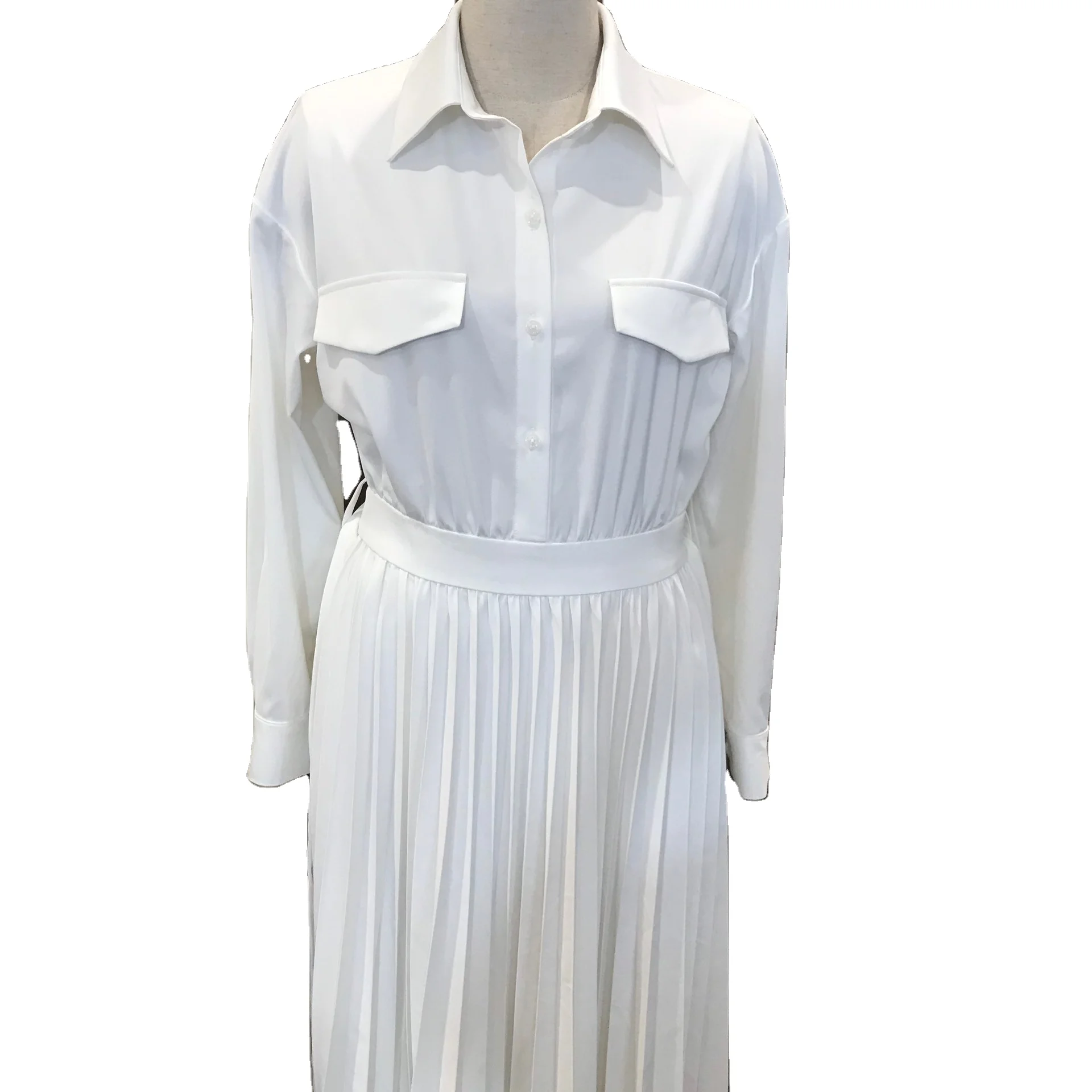 Wholesale price premium material long dress shirt women office fashion ladies white women shirt dress