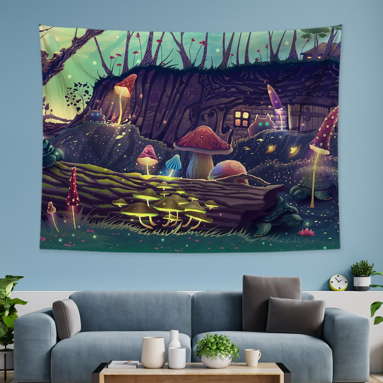 Fantasy Plant Enchanted Forest Tapestry Trippy Tree Art Wall Hanging Tapestries for Bedroom Living Room Dorm