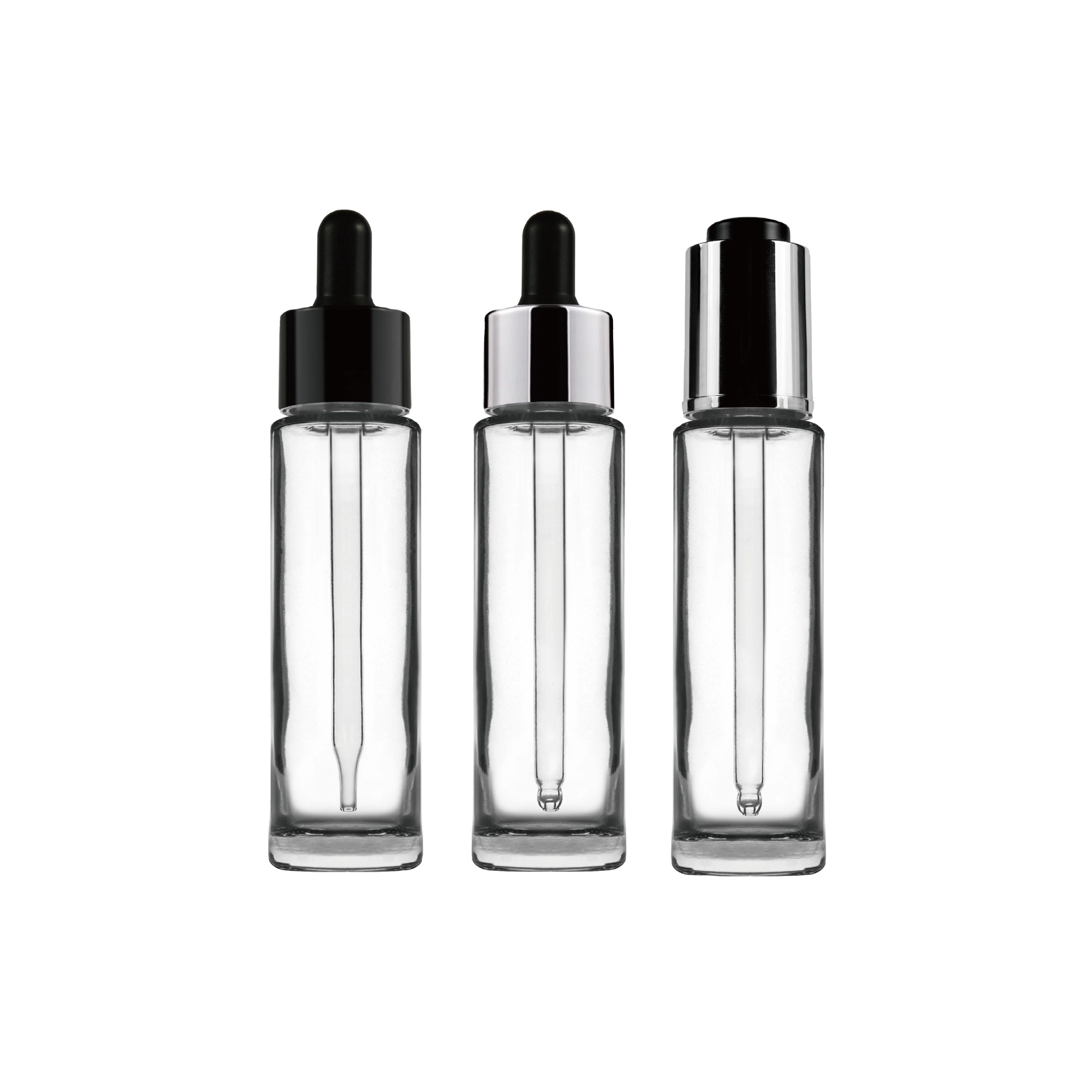 10ml 15ml 20ml 30ml 50ml Round Clear Transparent Glass Bottle with White Dropper (VGR-07 Series)