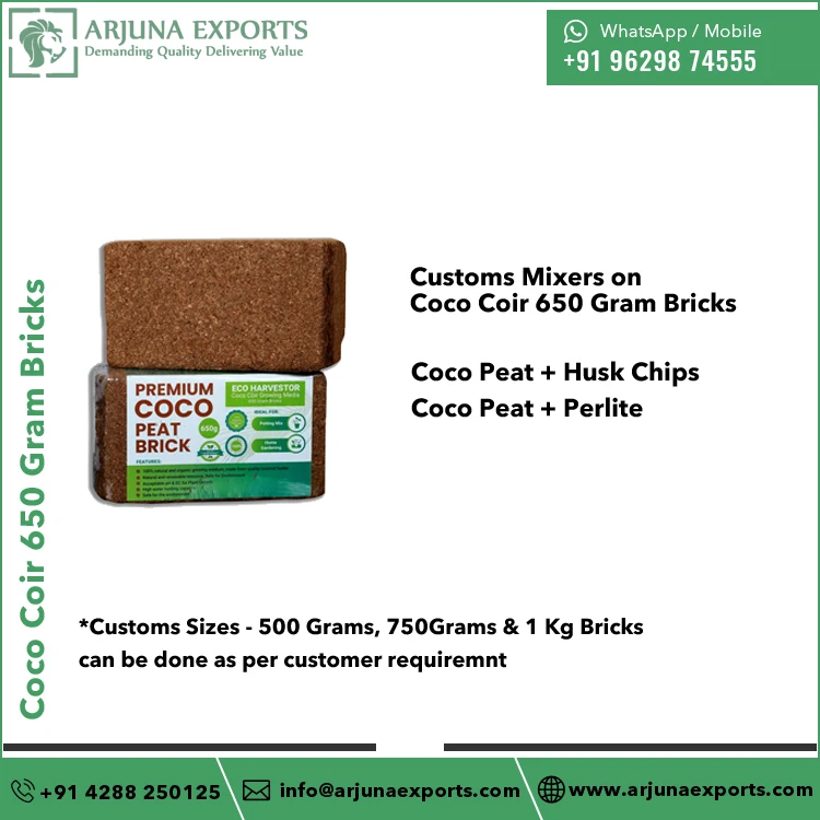 High Grade Quality With Factory Direct Supply of Coconut Coco Peat 650Gram Bricks for Spill Absorption