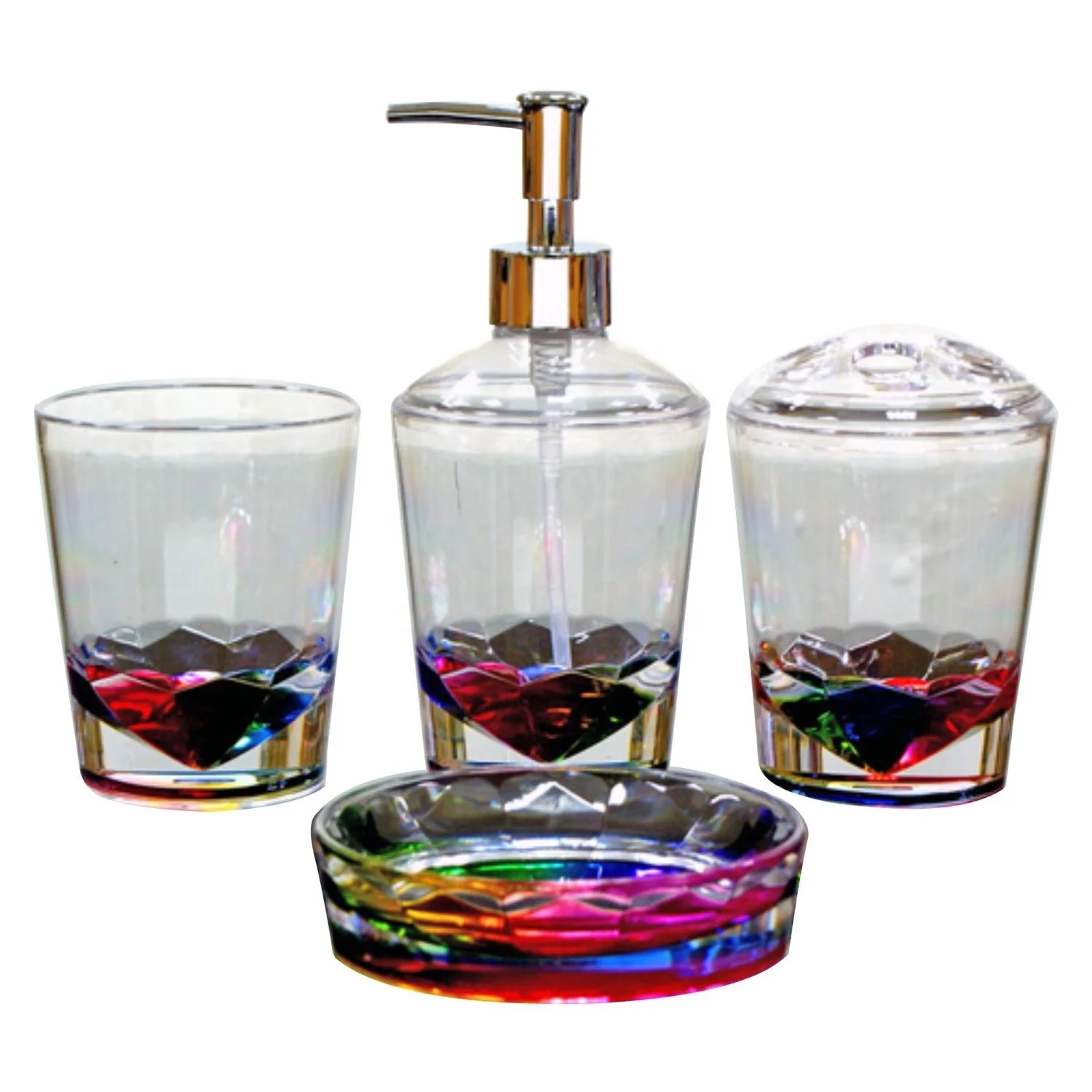 Colored 4 pcs acrylic bathroom accessories set