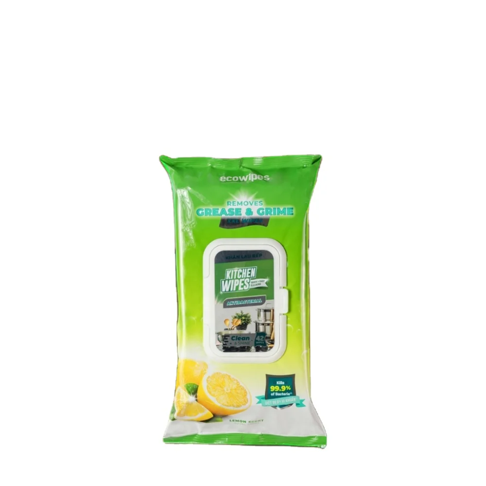 Wholesales Antibacterial Spunlace Non-Woven Wet Cleaning Wipes Powerful for Using Kitchen Cleaning