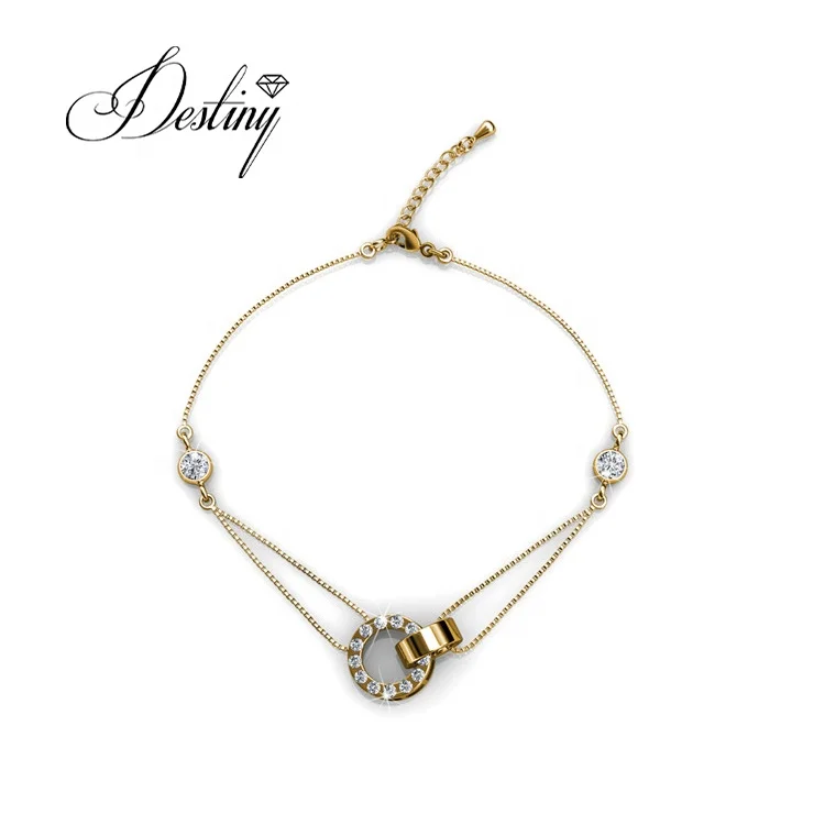 925 sterling silver simple circle rings shaped link chain bracelet for women Destiny Jewellery