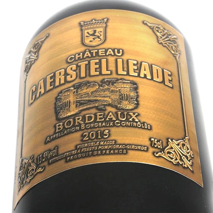 GH-Printing wine gold label red label wine embossed metallic wine label