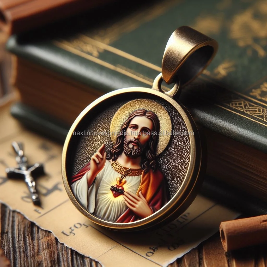 Handmade Wooden Jesus Pendant Antique Orthodox Religious Jewelry for Parties